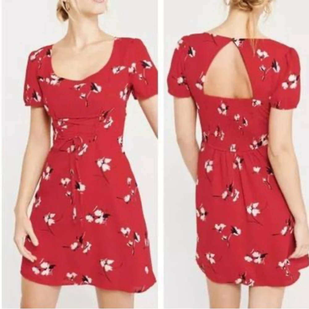 ABERCROMBIE & FITCH Red Floral Mini Dress